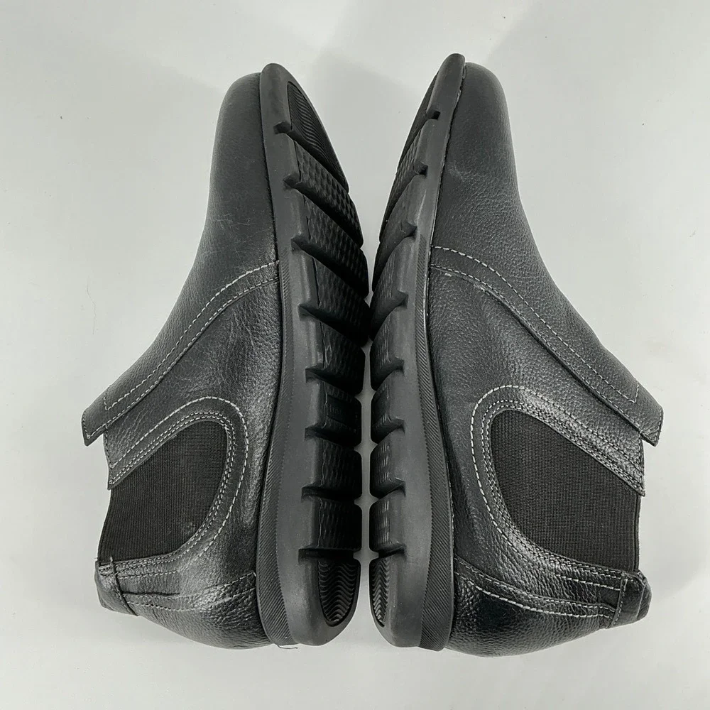 David Tate Size 7.5 Black Leather Ankle Bootie Side‎ Zip Boots Pia